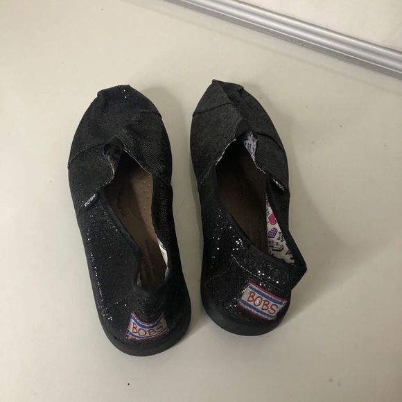 Skechers BOBS Black Sequin Slide On Flats - Picture 2 of 6